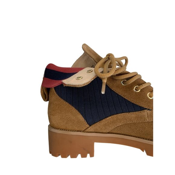 Womens 7.5M Cecelia NY Theo Lace-Up Suede Ankle Boots Lug EUC 8966 roll top - Picture 11 of 12